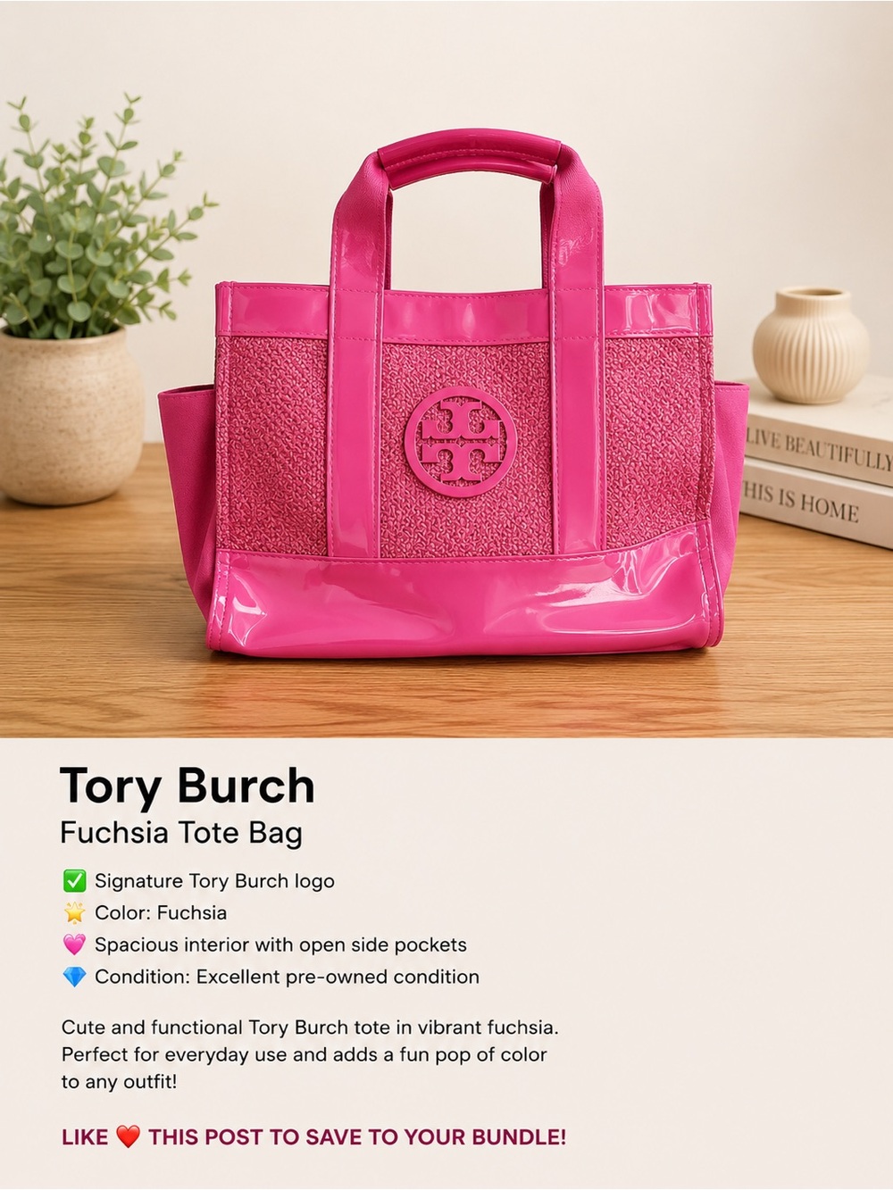 Tory Burch Fuchsia Tote Bag